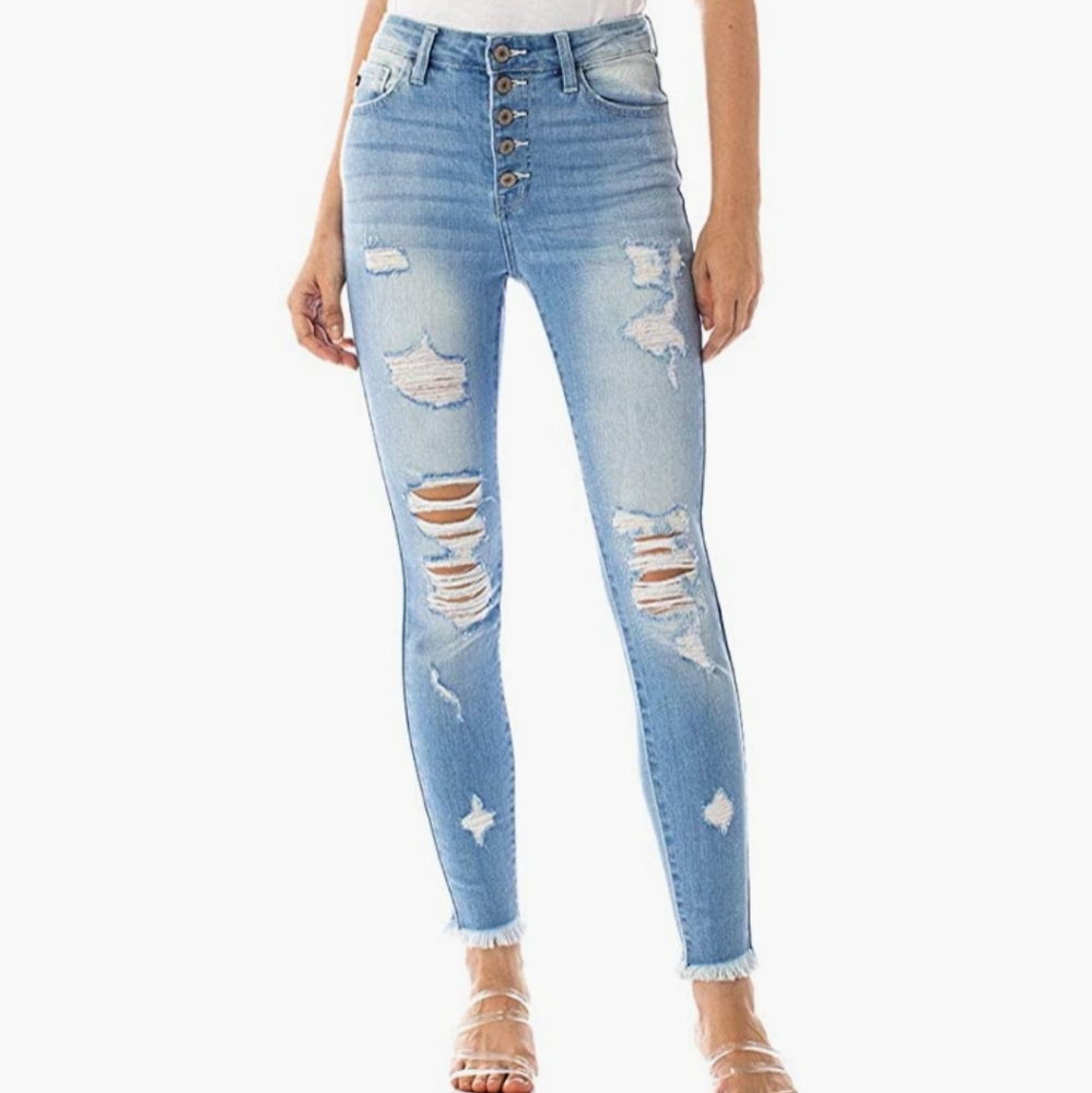KanCan button fly distressed skinny jeans